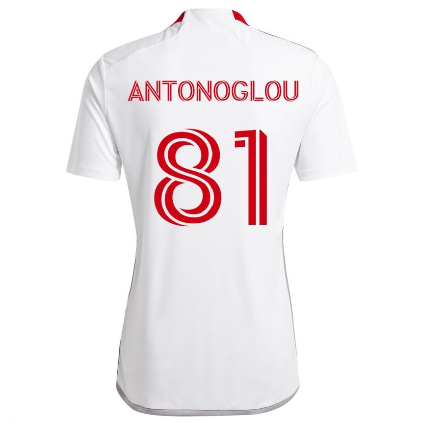 Herren Fußball Themi Antonoglou #81 Weiß Rot Auswärtstrikot Trikot 2024/25 T-Shirt Luxemburg