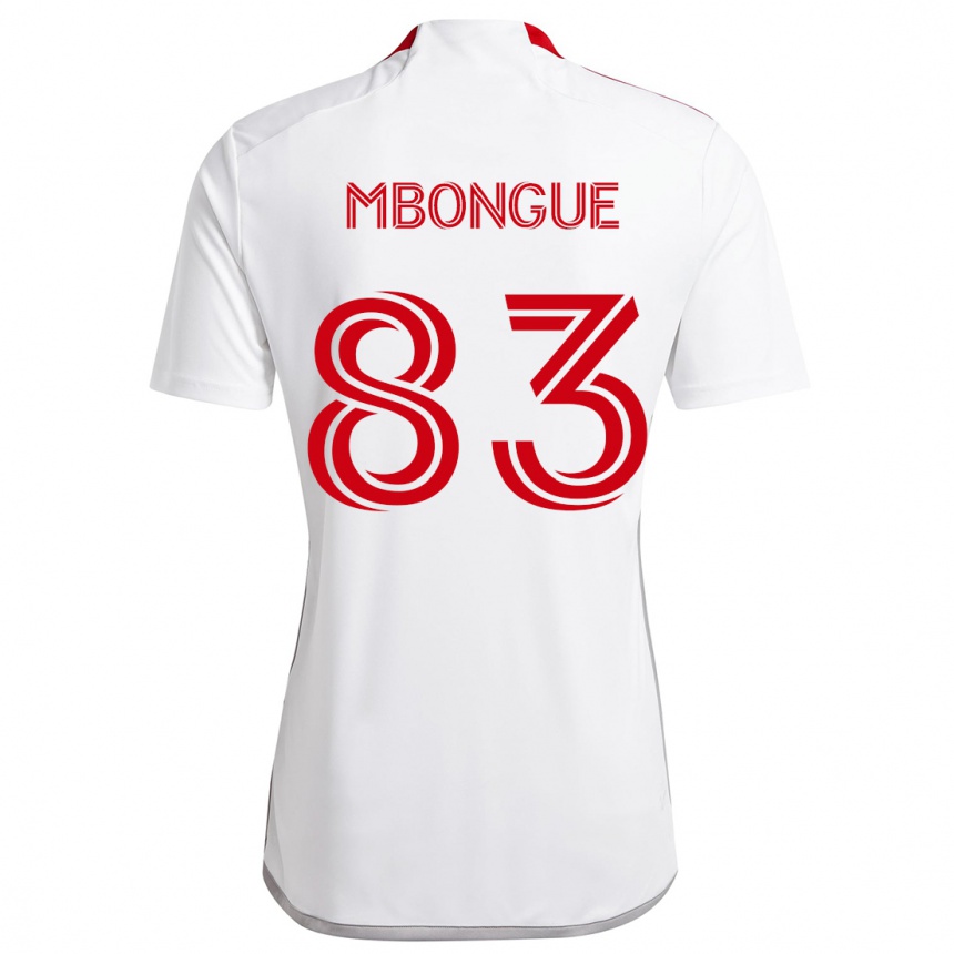 Herren Fußball Hugo Mbongue #83 Weiß Rot Auswärtstrikot Trikot 2024/25 T-Shirt Luxemburg