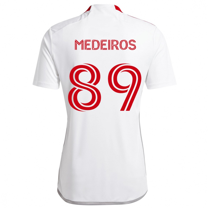 Herren Fußball Matthew Medeiros #89 Weiß Rot Auswärtstrikot Trikot 2024/25 T-Shirt Luxemburg