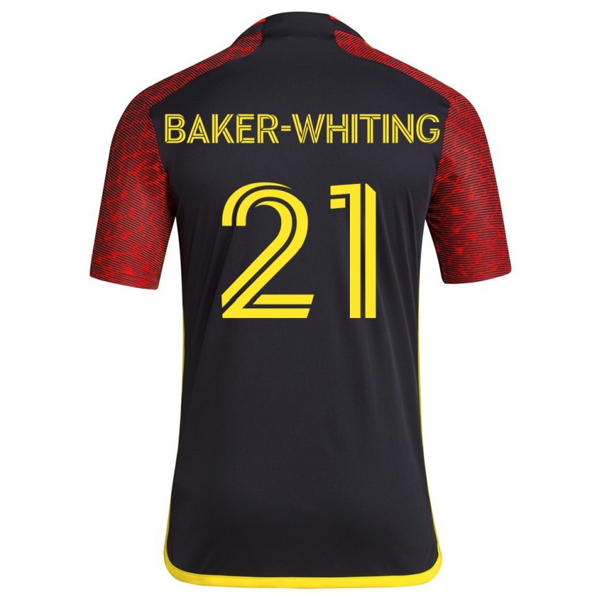 Herren Fußball Reed Baker-Whiting #21 Rot Schwarz Auswärtstrikot Trikot 2024/25 T-Shirt Luxemburg