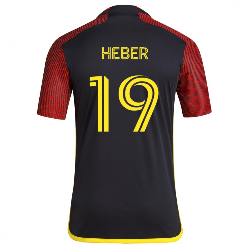 Herren Fußball Héber #19 Rot Schwarz Auswärtstrikot Trikot 2024/25 T-Shirt Luxemburg