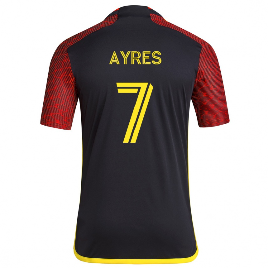 Herren Fußball Melina Ayres #7 Rot Schwarz Auswärtstrikot Trikot 2024/25 T-Shirt Luxemburg