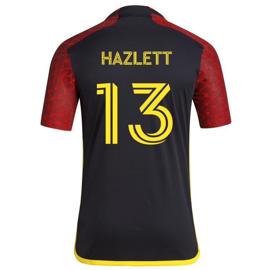 Herren Fußball Kimberly Hazlett #13 Rot Schwarz Auswärtstrikot Trikot 2024/25 T-Shirt Luxemburg