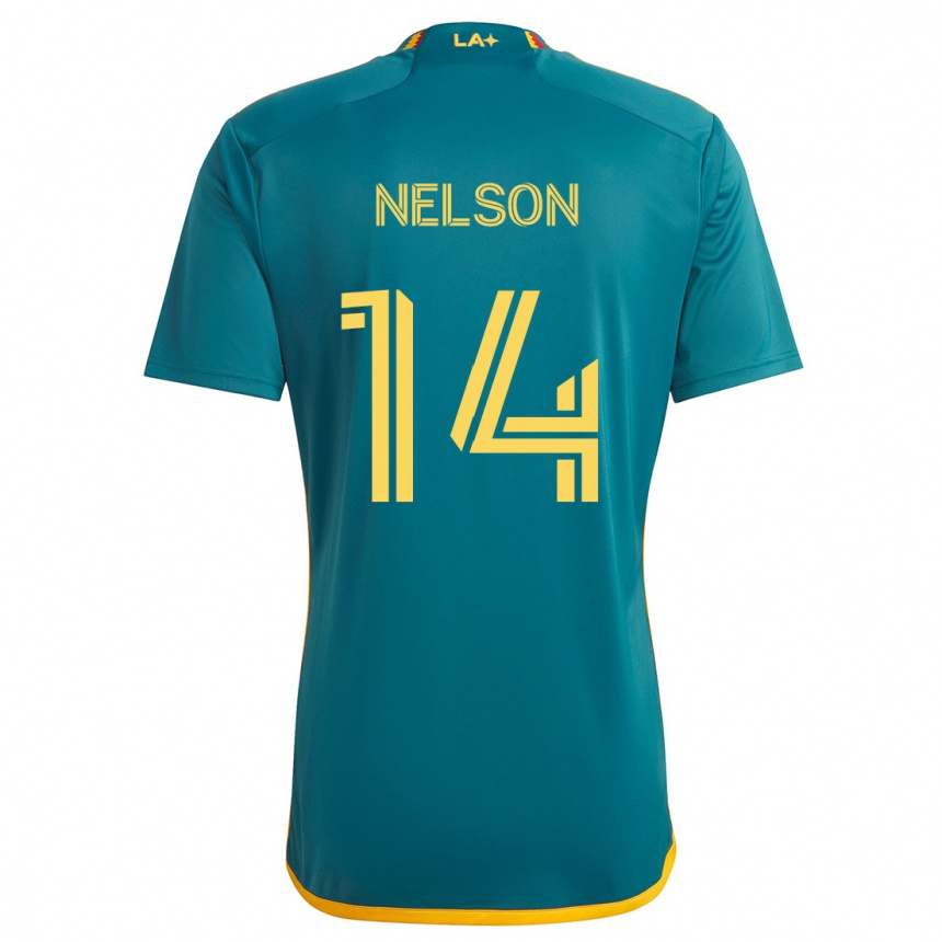 Herren Fußball John Nelson #14 Grün Gelb Auswärtstrikot Trikot 2024/25 T-Shirt Luxemburg