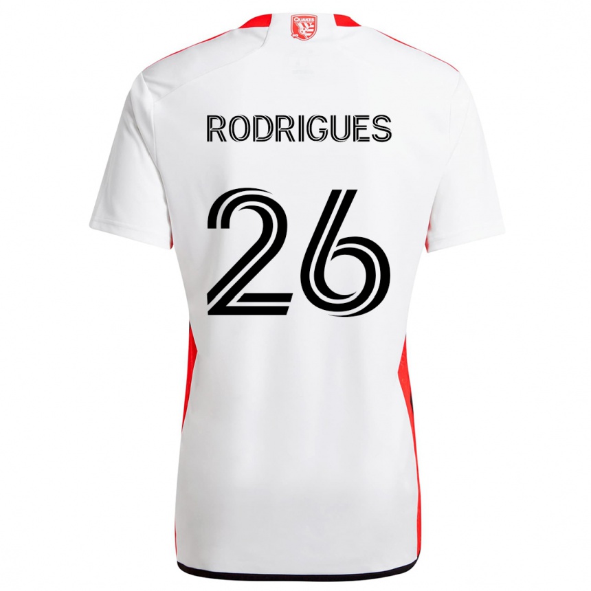 Herren Fußball Rodrigues #26 Weiß Rot Auswärtstrikot Trikot 2024/25 T-Shirt Luxemburg