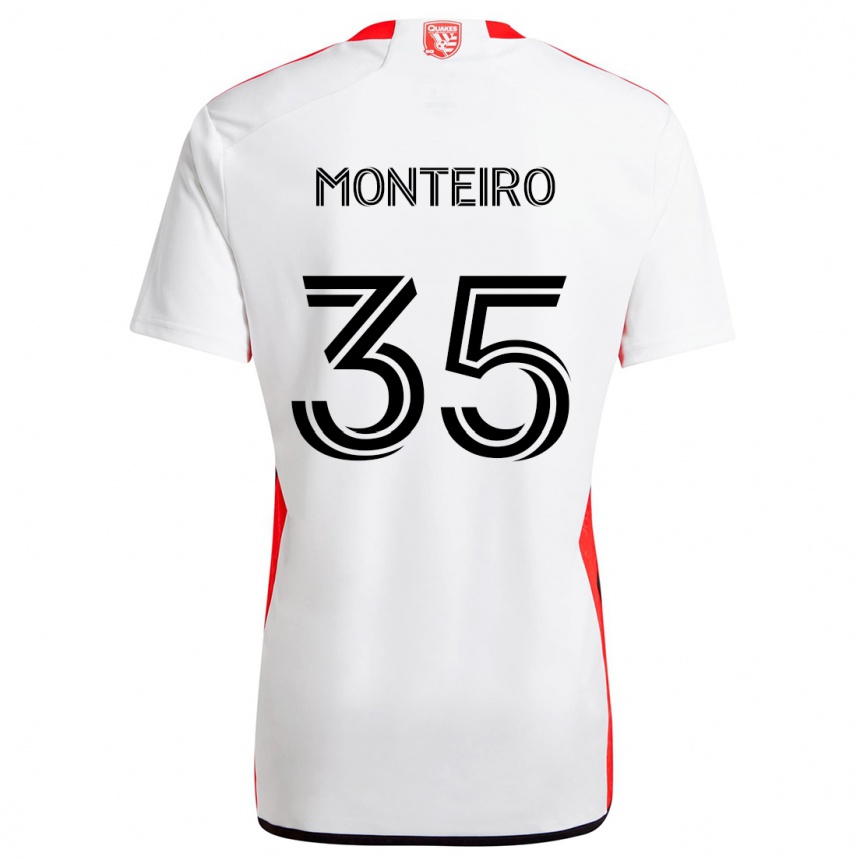 Herren Fußball Jamiro Monteiro #35 Weiß Rot Auswärtstrikot Trikot 2024/25 T-Shirt Luxemburg