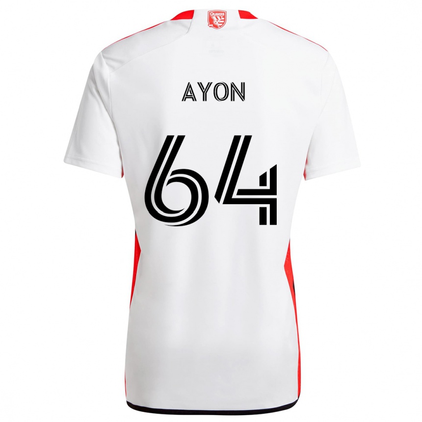 Herren Fußball Jerry Ayon #64 Weiß Rot Auswärtstrikot Trikot 2024/25 T-Shirt Luxemburg