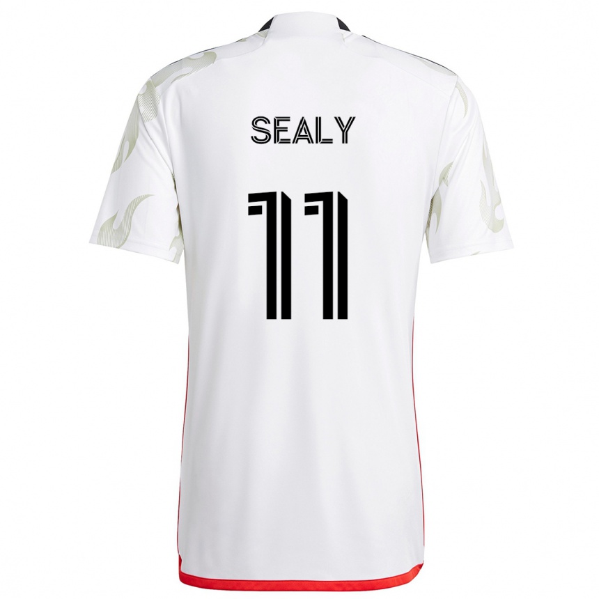 Herren Fußball Dante Sealy #11 Weiß Rot Schwarz Auswärtstrikot Trikot 2024/25 T-Shirt Luxemburg