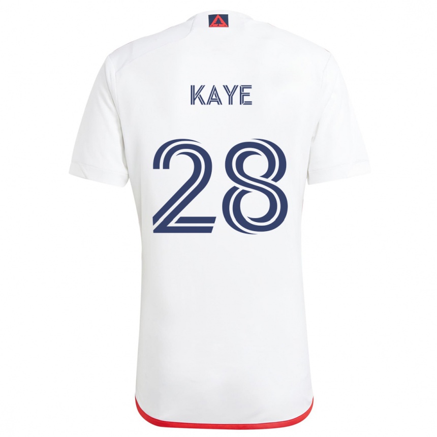 Herren Fußball Mark-Anthony Kaye #28 Weiß Rot Auswärtstrikot Trikot 2024/25 T-Shirt Luxemburg