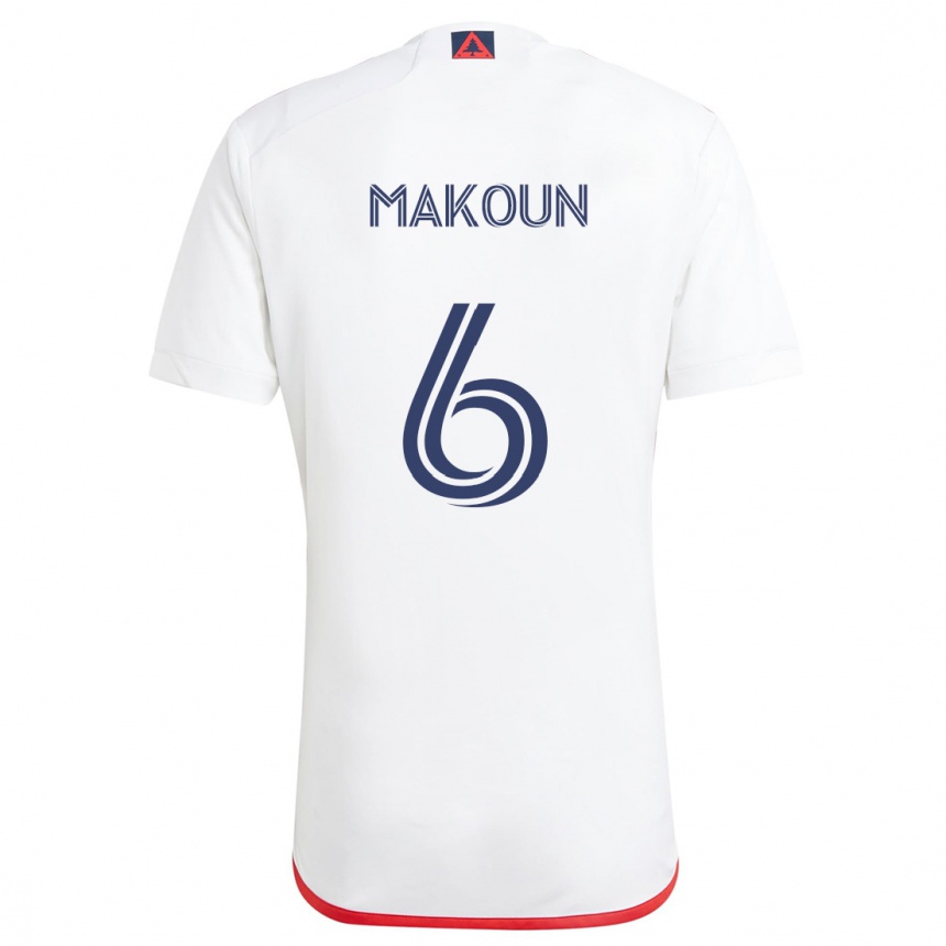 Herren Fußball Christian Makoun #6 Weiß Rot Auswärtstrikot Trikot 2024/25 T-Shirt Luxemburg