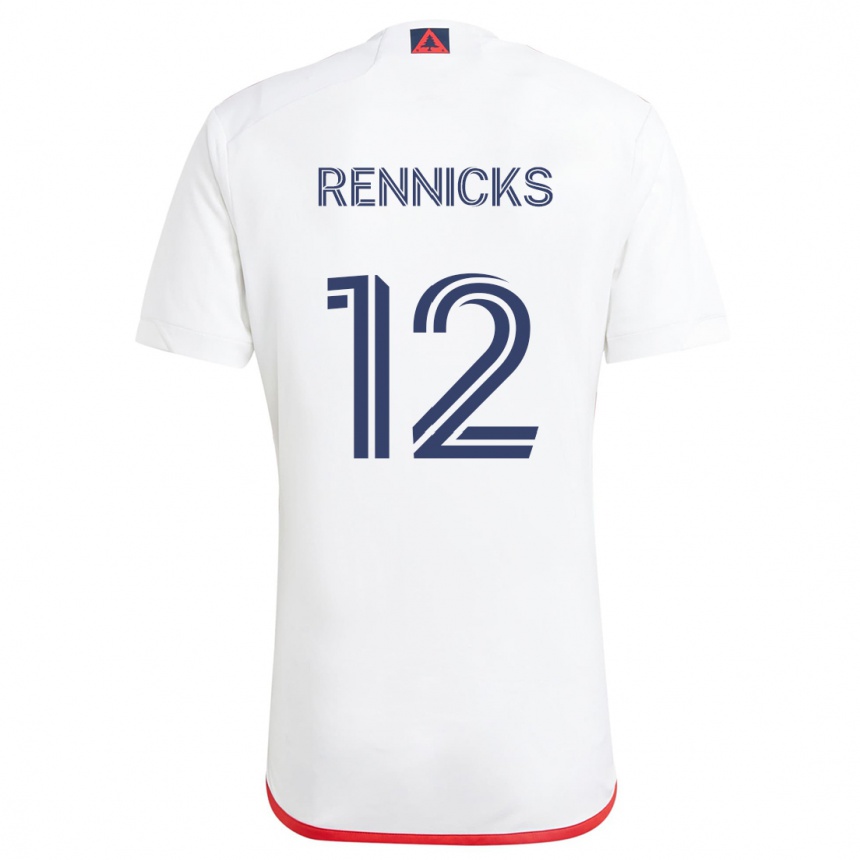 Herren Fußball Justin Rennicks #12 Weiß Rot Auswärtstrikot Trikot 2024/25 T-Shirt Luxemburg