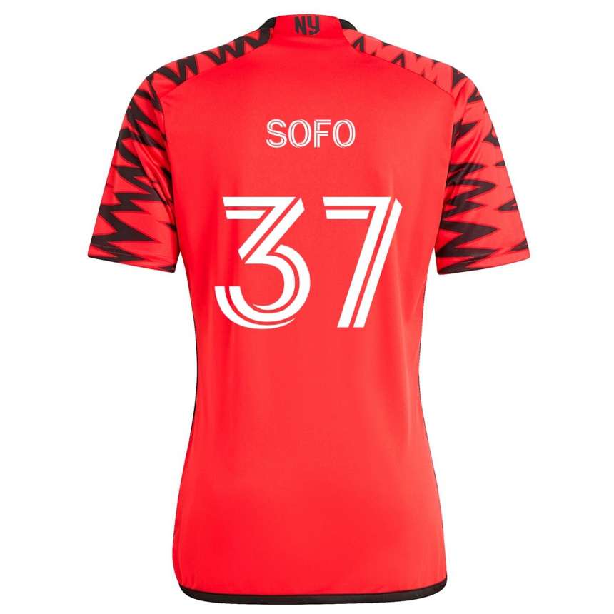 Herren Fußball Mohammed Sofo #37 Rot Schwarz Weiß Auswärtstrikot Trikot 2024/25 T-Shirt Luxemburg