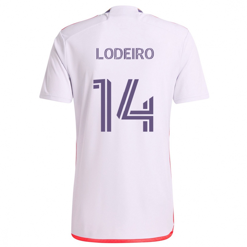 Herren Fußball Nicolás Lodeiro #14 Weiß Rot Lila Auswärtstrikot Trikot 2024/25 T-Shirt Luxemburg