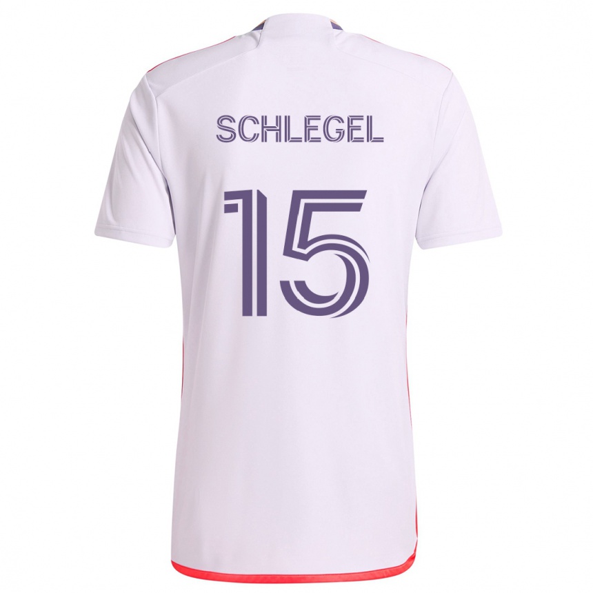 Herren Fußball Rodrigo Schlegel #15 Weiß Rot Lila Auswärtstrikot Trikot 2024/25 T-Shirt Luxemburg