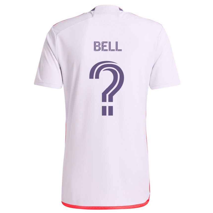 Herren Fußball Dominic Bell #0 Weiß Rot Lila Auswärtstrikot Trikot 2024/25 T-Shirt Luxemburg