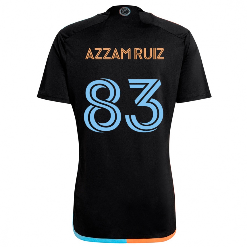 Herren Fußball Camil Azzam Ruiz #83 Schwarz Orange Blau Auswärtstrikot Trikot 2024/25 T-Shirt Luxemburg