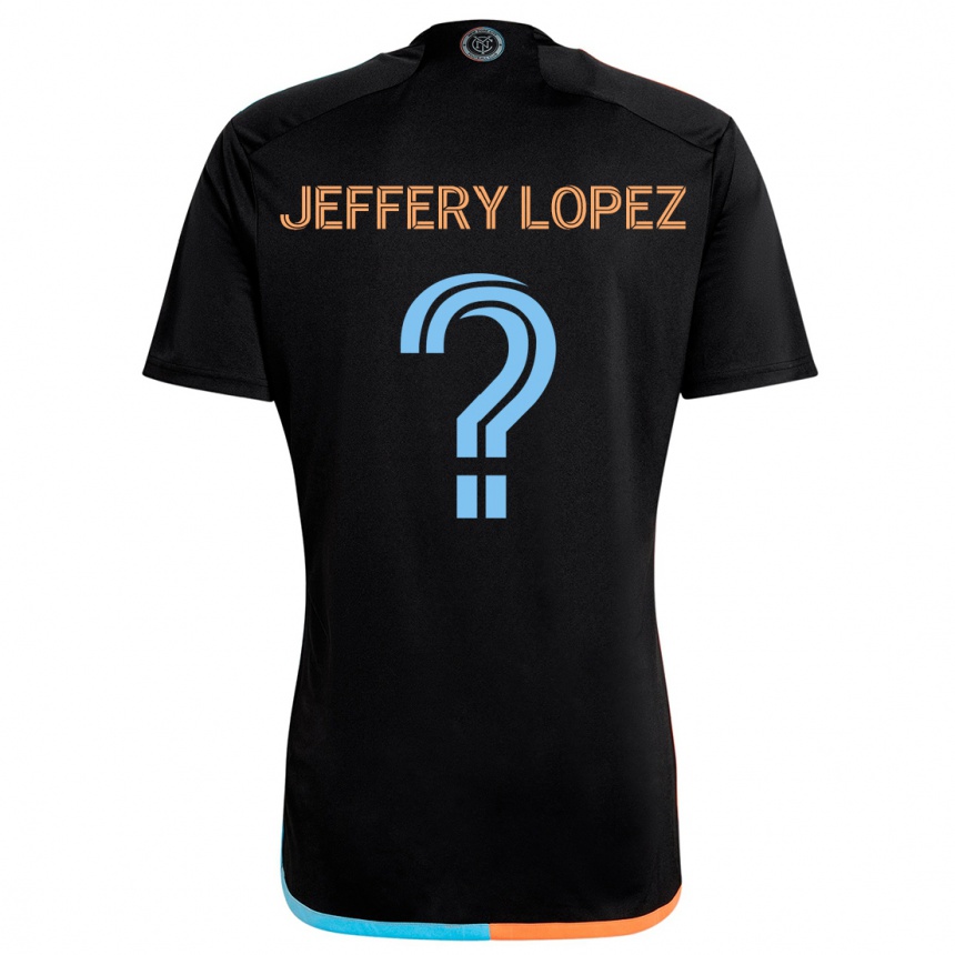 Herren Fußball Jeffery López #0 Schwarz Orange Blau Auswärtstrikot Trikot 2024/25 T-Shirt Luxemburg