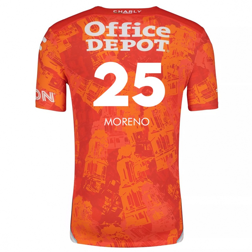 Herren Fußball Carlos Moreno #25 Orange Weiß Auswärtstrikot Trikot 2024/25 T-Shirt Luxemburg