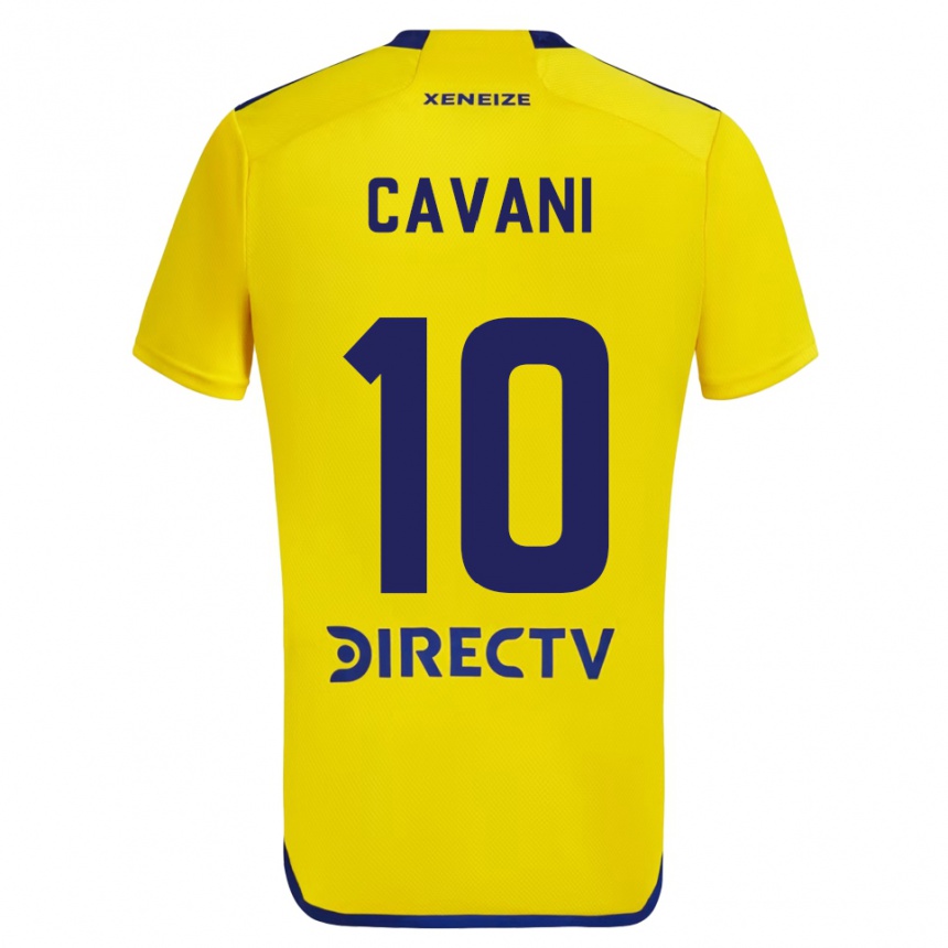 Herren Fußball Edinson Cavani #10 Gelb Blau Auswärtstrikot Trikot 2024/25 T-Shirt Luxemburg