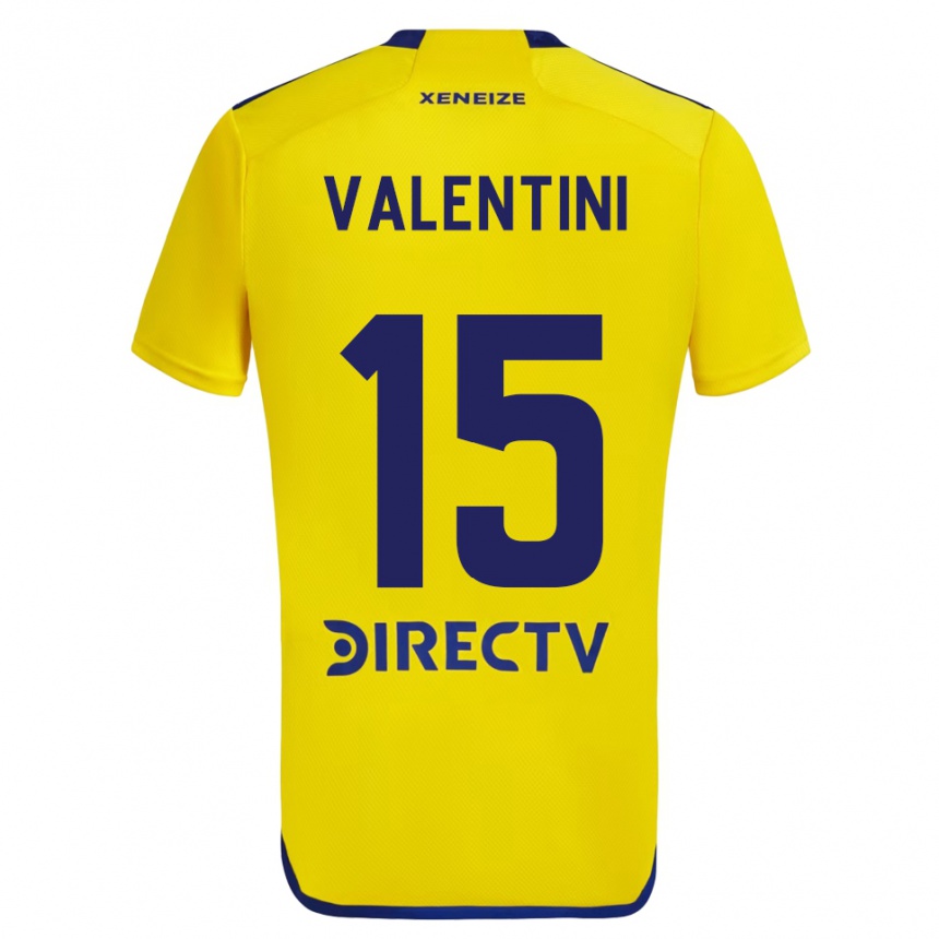 Herren Fußball Nicolás Valentini #15 Gelb Blau Auswärtstrikot Trikot 2024/25 T-Shirt Luxemburg