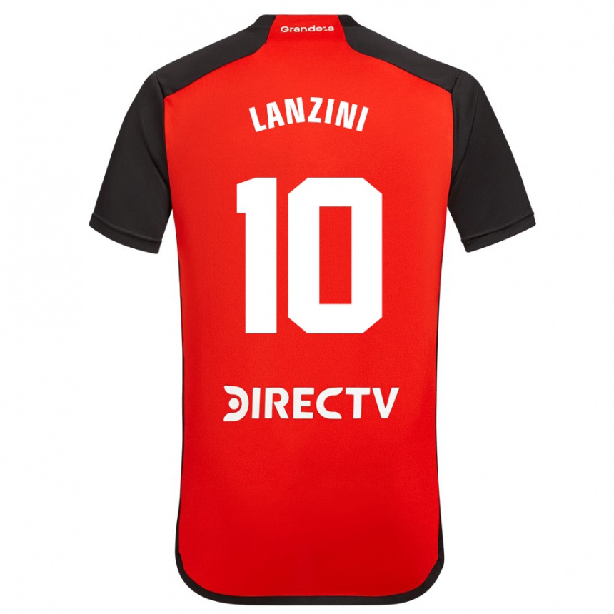 Herren Fußball Manuel Lanzini #10 Rot Schwarz Weiß Auswärtstrikot Trikot 2024/25 T-Shirt Luxemburg