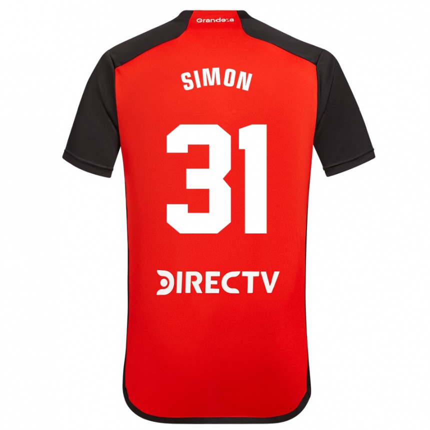 Herren Fußball Santiago Simón #31 Rot Schwarz Weiß Auswärtstrikot Trikot 2024/25 T-Shirt Luxemburg