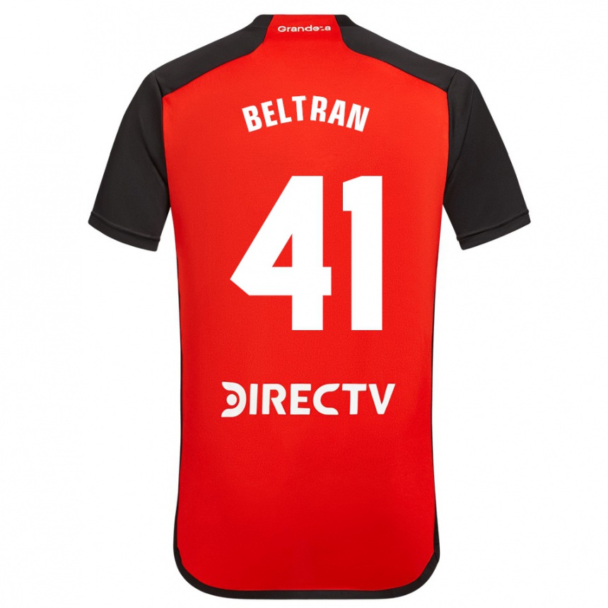 Herren Fußball Santiago Beltrán #41 Rot Schwarz Weiß Auswärtstrikot Trikot 2024/25 T-Shirt Luxemburg