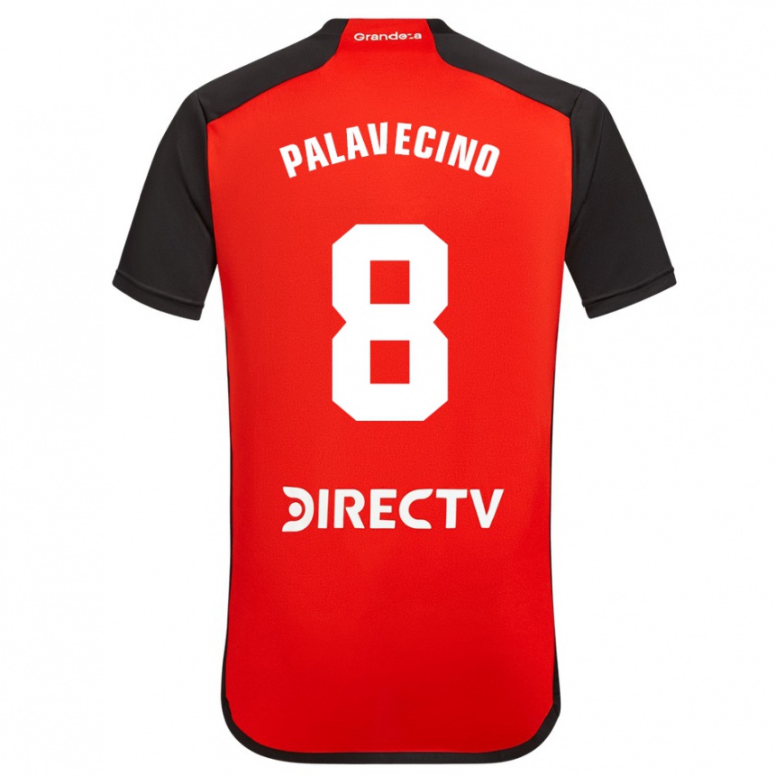 Herren Fußball Agustín Palavecino #8 Rot Schwarz Weiß Auswärtstrikot Trikot 2024/25 T-Shirt Luxemburg