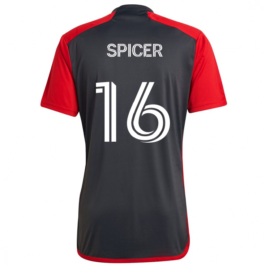 Damen Fußball Tyrese Spicer #16 Grau Rot Heimtrikot Trikot 2024/25 T-Shirt Luxemburg