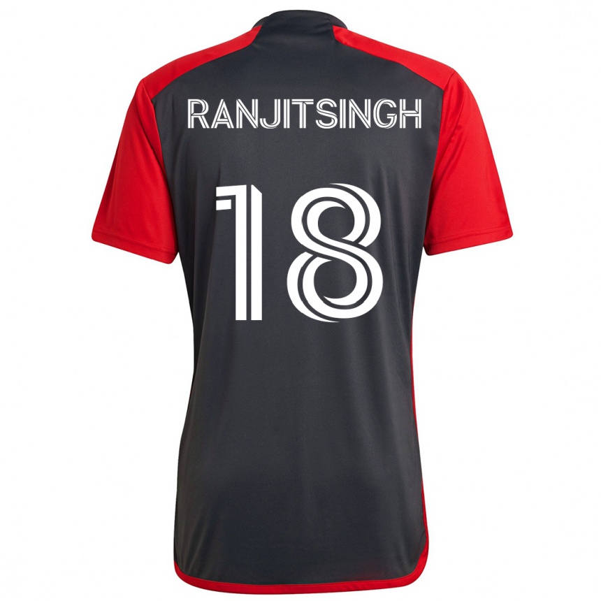 Damen Fußball Greg Ranjitsingh #18 Grau Rot Heimtrikot Trikot 2024/25 T-Shirt Luxemburg