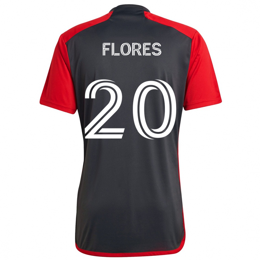 Damen Fußball Deybi Flores #20 Grau Rot Heimtrikot Trikot 2024/25 T-Shirt Luxemburg