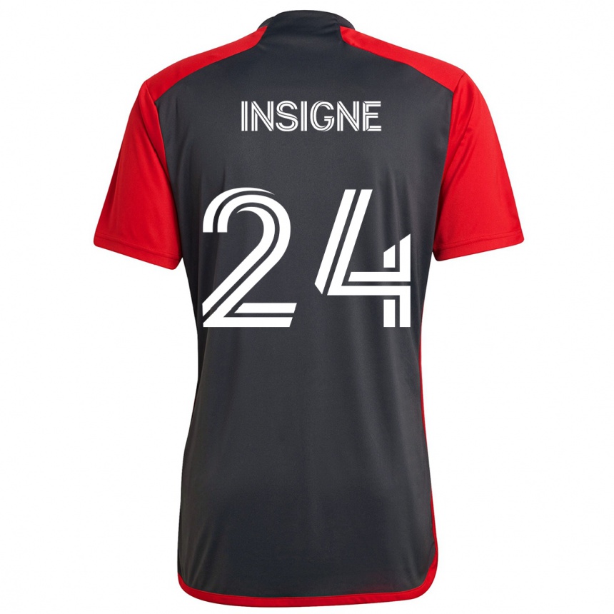 Damen Fußball Lorenzo Insigne #24 Grau Rot Heimtrikot Trikot 2024/25 T-Shirt Luxemburg