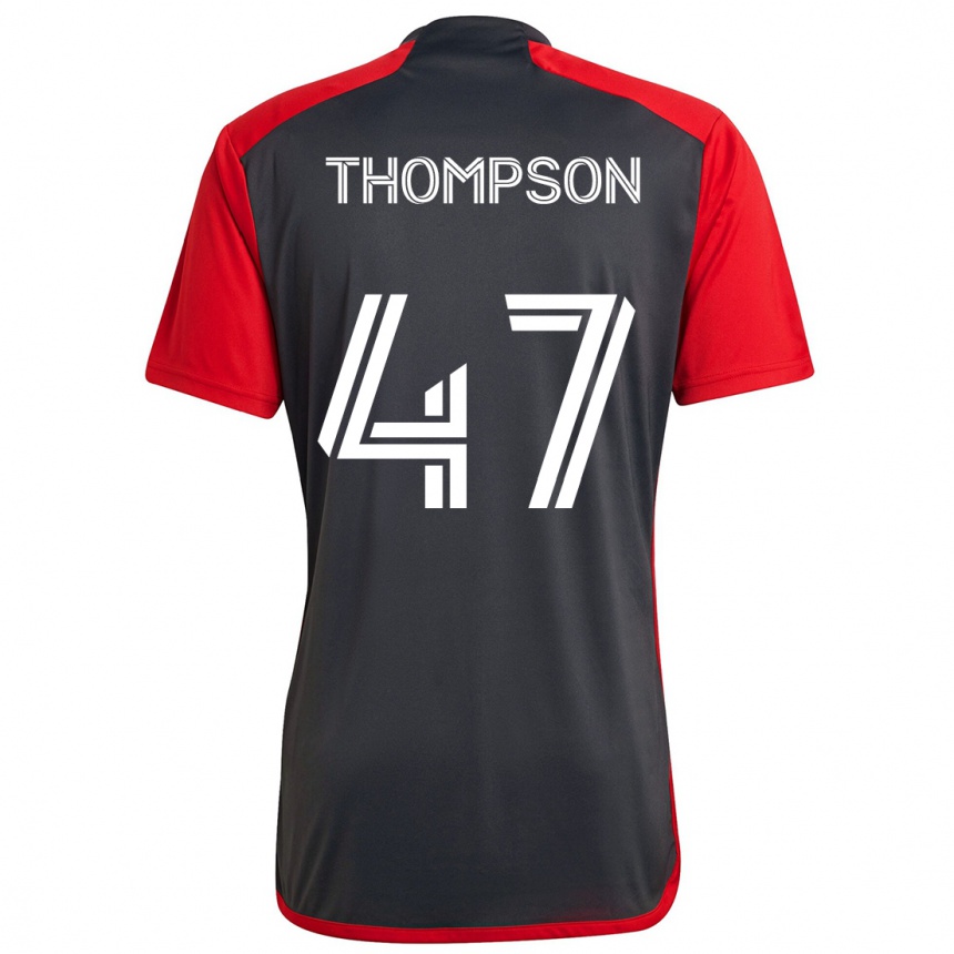 Damen Fußball Kosi Thompson #47 Grau Rot Heimtrikot Trikot 2024/25 T-Shirt Luxemburg