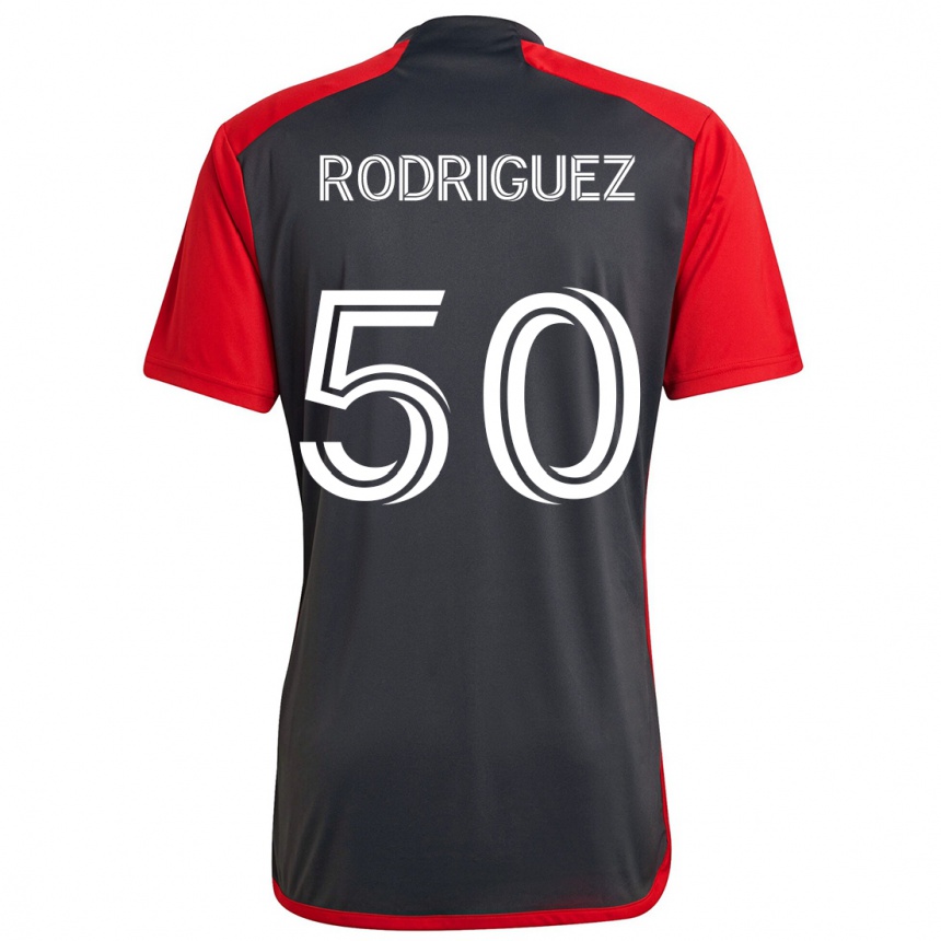 Damen Fußball Abraham Rodriguez #50 Grau Rot Heimtrikot Trikot 2024/25 T-Shirt Luxemburg