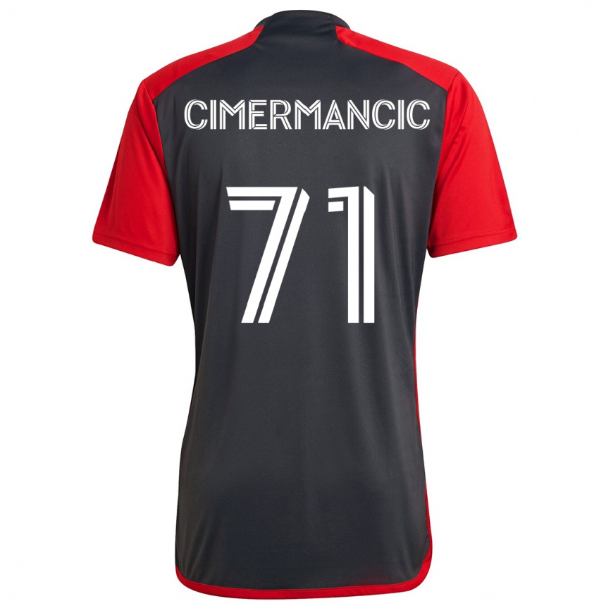 Damen Fußball Markus Cimermancic #71 Grau Rot Heimtrikot Trikot 2024/25 T-Shirt Luxemburg