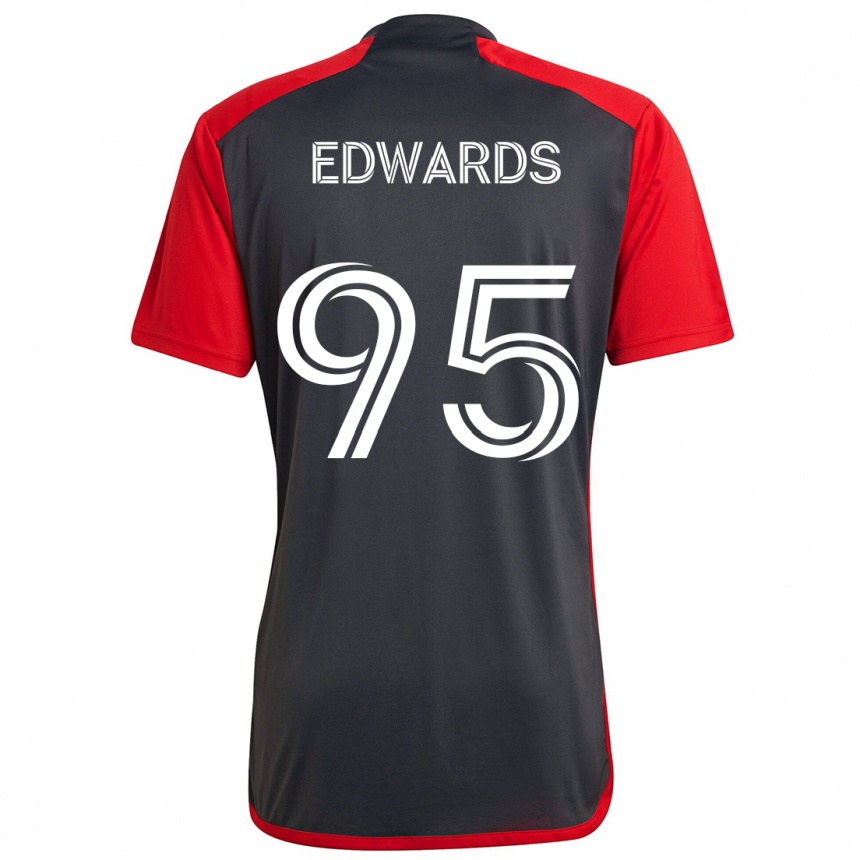 Damen Fußball Nathaniel Edwards #95 Grau Rot Heimtrikot Trikot 2024/25 T-Shirt Luxemburg