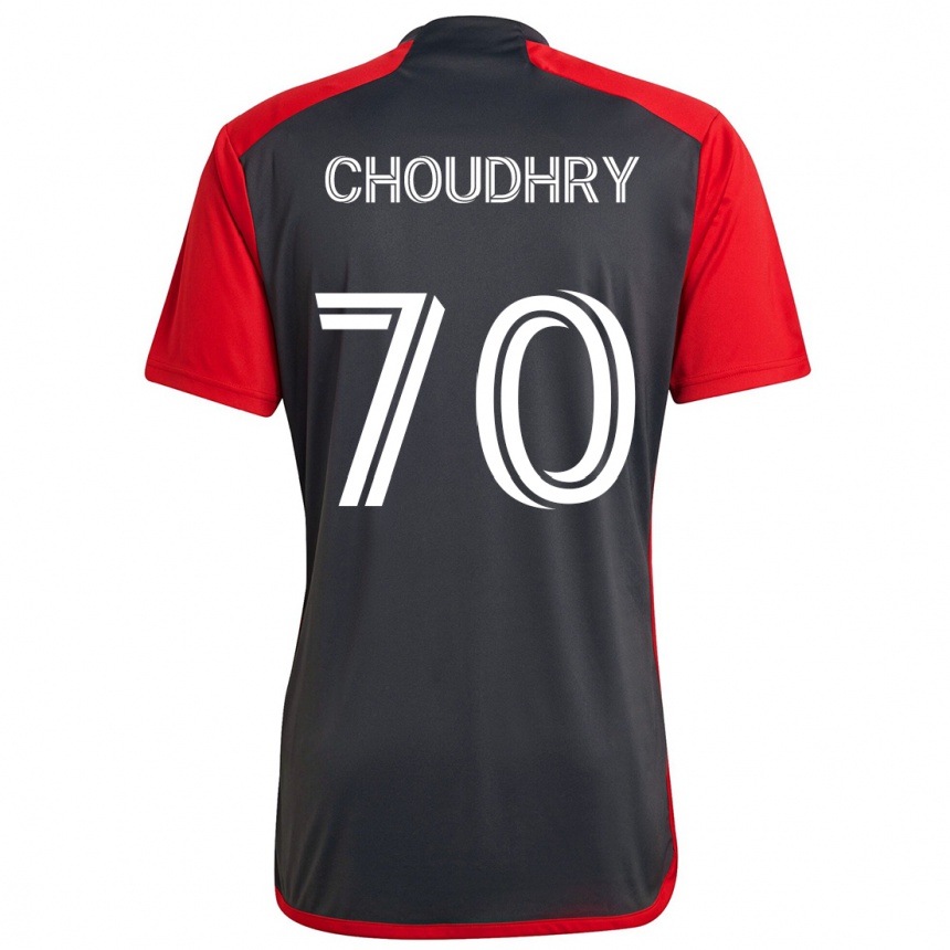 Damen Fußball Benjamin Choudhry #70 Grau Rot Heimtrikot Trikot 2024/25 T-Shirt Luxemburg