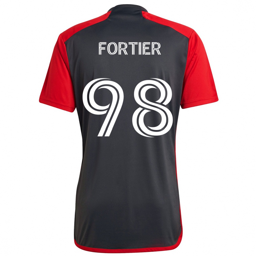 Damen Fußball Kristjan Fortier #98 Grau Rot Heimtrikot Trikot 2024/25 T-Shirt Luxemburg