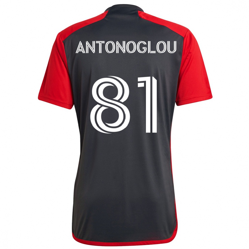 Damen Fußball Themi Antonoglou #81 Grau Rot Heimtrikot Trikot 2024/25 T-Shirt Luxemburg