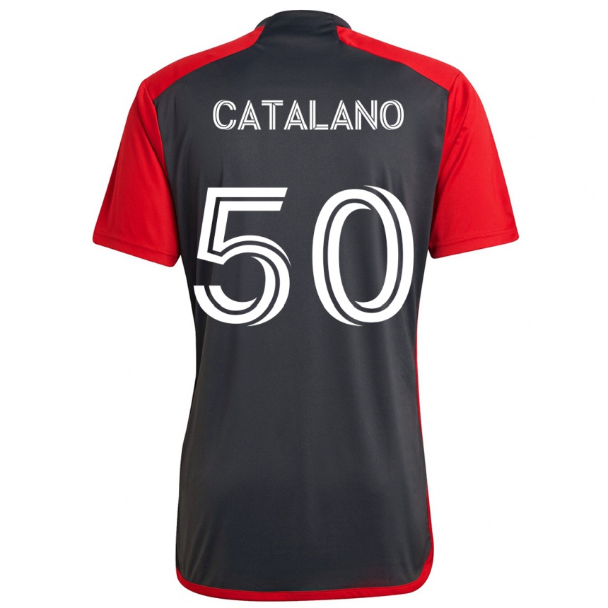 Damen Fußball Gianluca Catalano #50 Grau Rot Heimtrikot Trikot 2024/25 T-Shirt Luxemburg