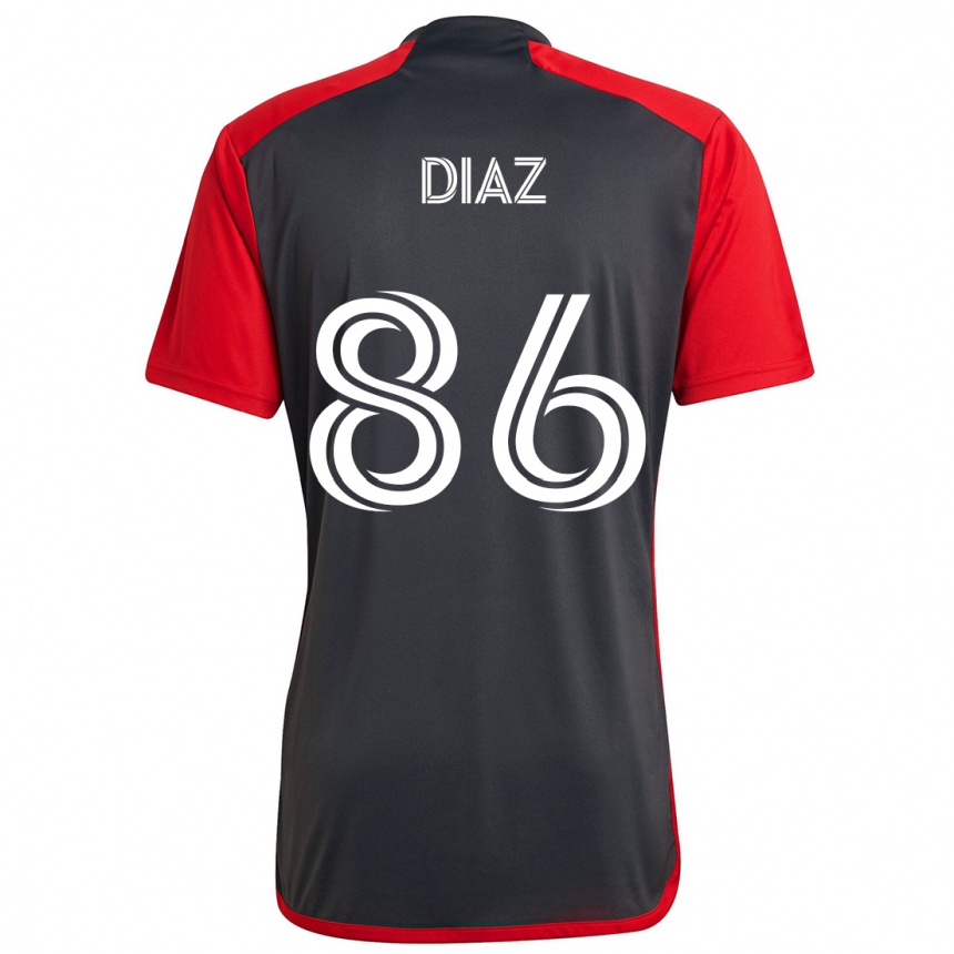 Damen Fußball Alec Díaz #86 Grau Rot Heimtrikot Trikot 2024/25 T-Shirt Luxemburg