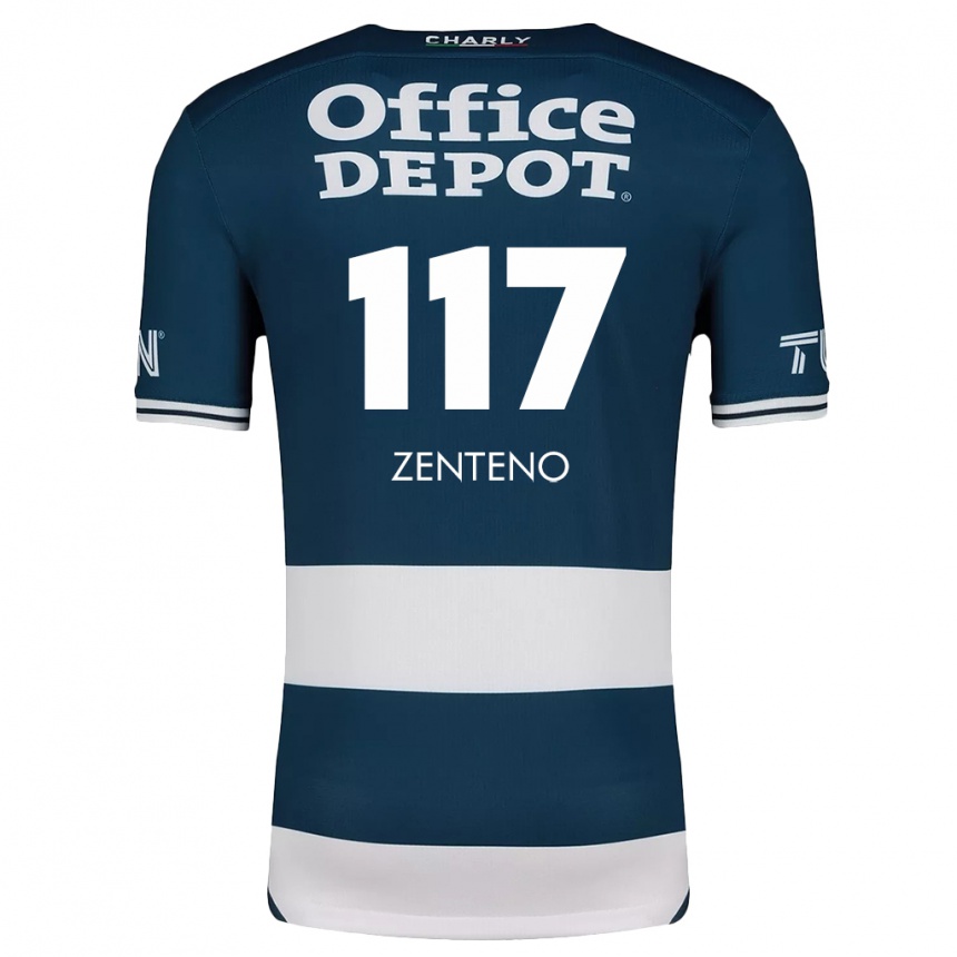 Damen Fußball Gustavo Zenteno #117 Blau Weiss Heimtrikot Trikot 2024/25 T-Shirt Luxemburg