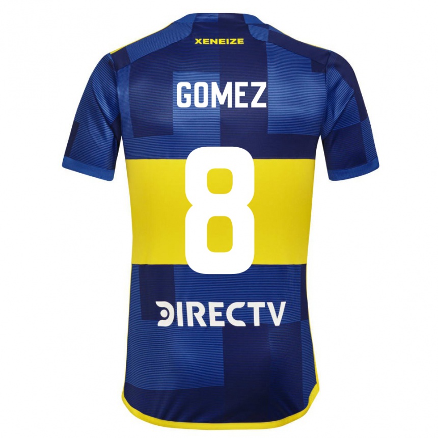 Damen Fußball Camila Gomez Ares #8 Blau Gelb Heimtrikot Trikot 2024/25 T-Shirt Luxemburg