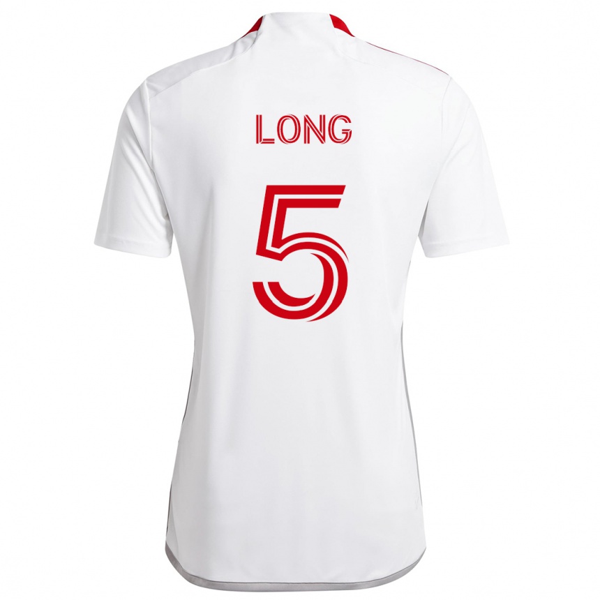 Damen Fußball Kevin Long #5 Weiß Rot Auswärtstrikot Trikot 2024/25 T-Shirt Luxemburg