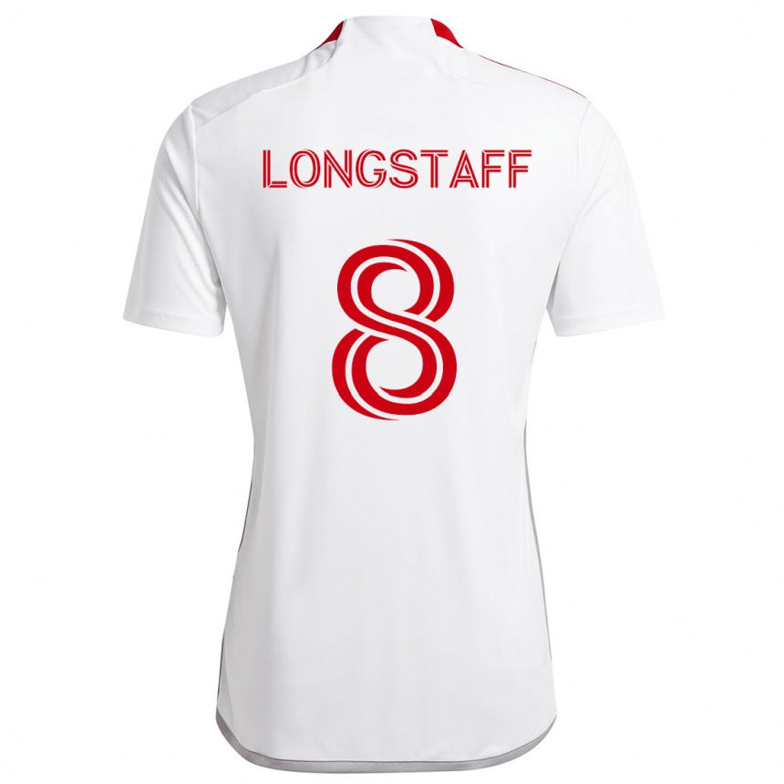 Damen Fußball Matty Longstaff #8 Weiß Rot Auswärtstrikot Trikot 2024/25 T-Shirt Luxemburg