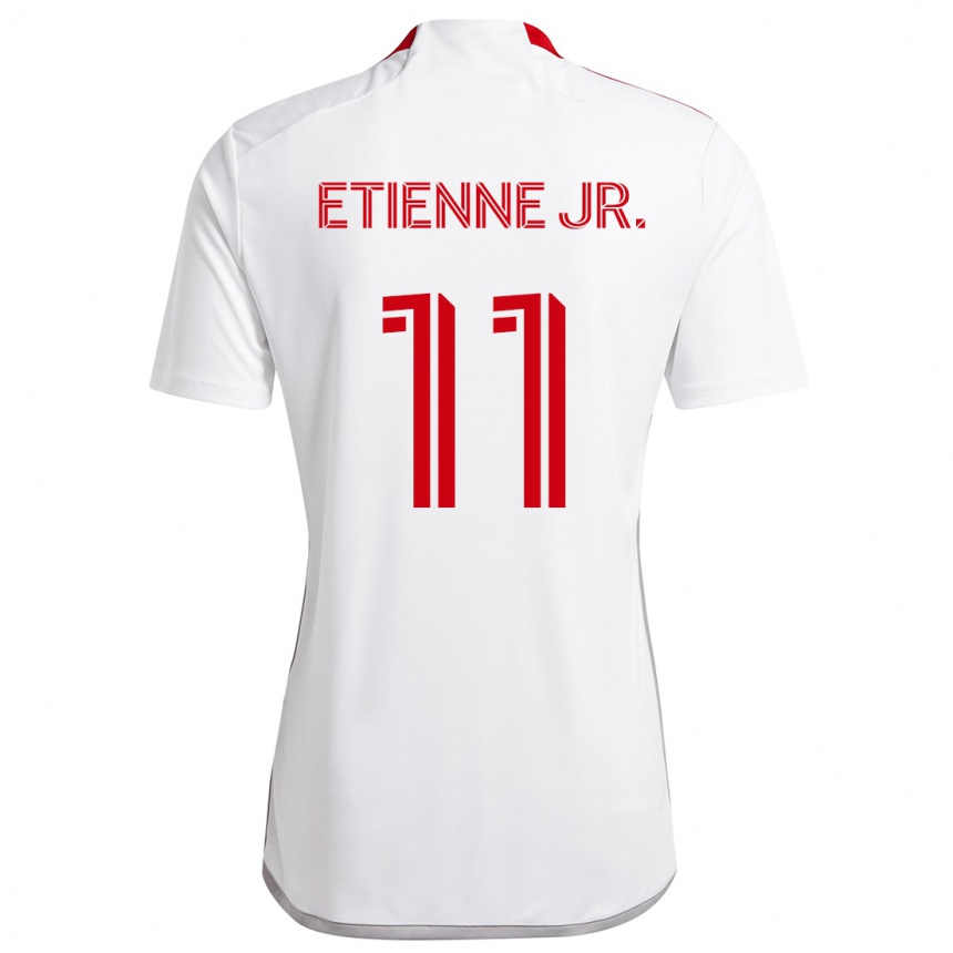 Damen Fußball Derrick Etienne Jr. #11 Weiß Rot Auswärtstrikot Trikot 2024/25 T-Shirt Luxemburg