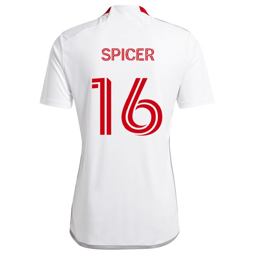 Damen Fußball Tyrese Spicer #16 Weiß Rot Auswärtstrikot Trikot 2024/25 T-Shirt Luxemburg