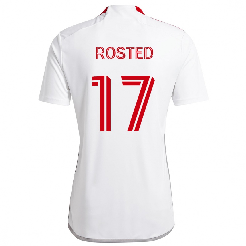 Damen Fußball Sigurd Rosted #17 Weiß Rot Auswärtstrikot Trikot 2024/25 T-Shirt Luxemburg