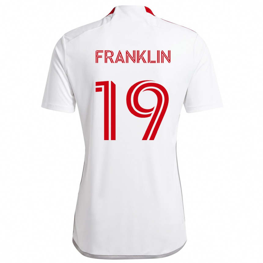 Damen Fußball Kobe Franklin #19 Weiß Rot Auswärtstrikot Trikot 2024/25 T-Shirt Luxemburg