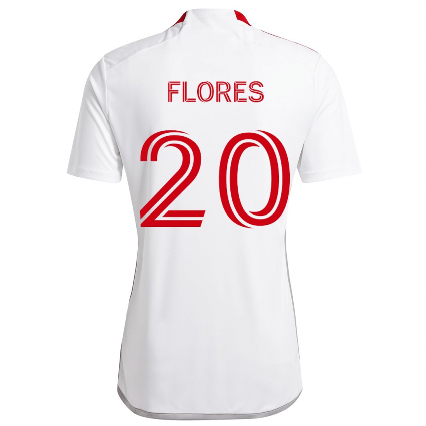 Damen Fußball Deybi Flores #20 Weiß Rot Auswärtstrikot Trikot 2024/25 T-Shirt Luxemburg